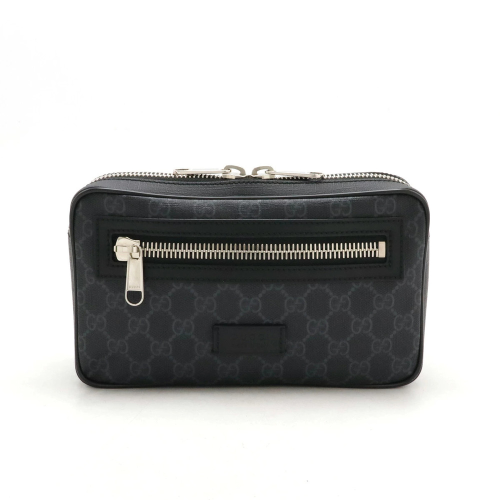 Gucci GG Supreme Web Waist Bag Body Belt Leather Black